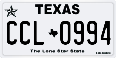 TX license plate CCL0994