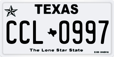 TX license plate CCL0997