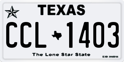 TX license plate CCL1403