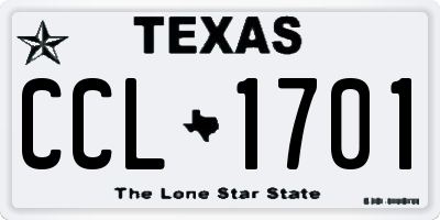 TX license plate CCL1701