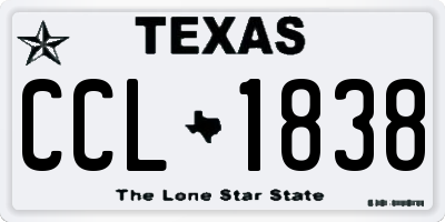 TX license plate CCL1838
