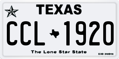 TX license plate CCL1920