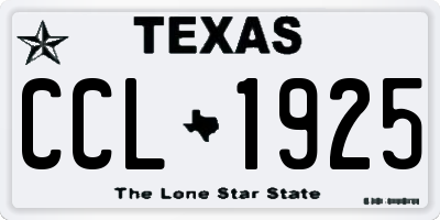 TX license plate CCL1925