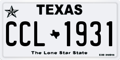 TX license plate CCL1931