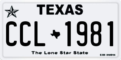 TX license plate CCL1981