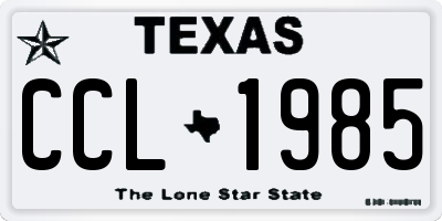 TX license plate CCL1985
