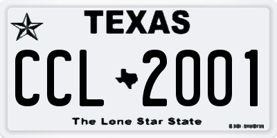TX license plate CCL2001