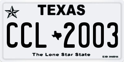 TX license plate CCL2003