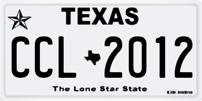 TX license plate CCL2012