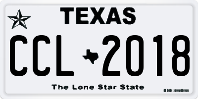 TX license plate CCL2018