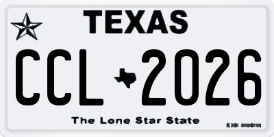 TX license plate CCL2026