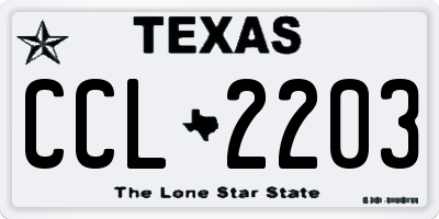 TX license plate CCL2203