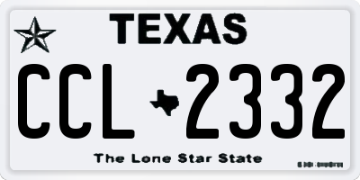 TX license plate CCL2332