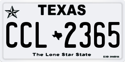 TX license plate CCL2365
