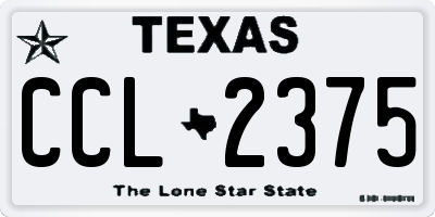 TX license plate CCL2375