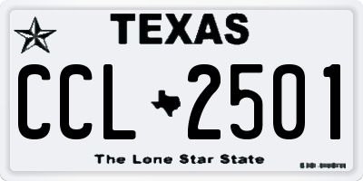 TX license plate CCL2501