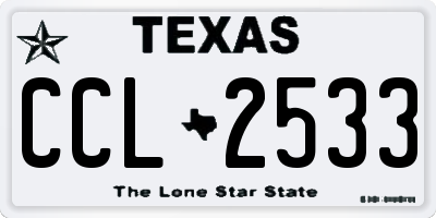 TX license plate CCL2533