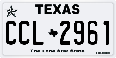 TX license plate CCL2961
