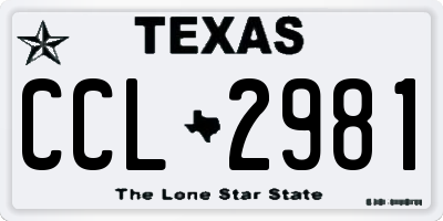 TX license plate CCL2981