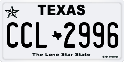 TX license plate CCL2996