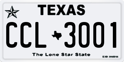 TX license plate CCL3001