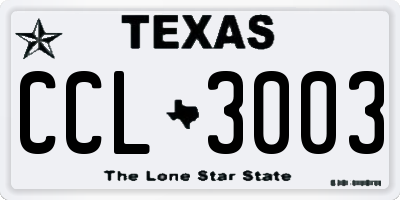 TX license plate CCL3003