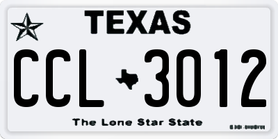 TX license plate CCL3012