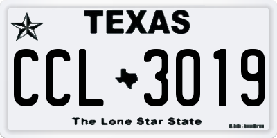 TX license plate CCL3019