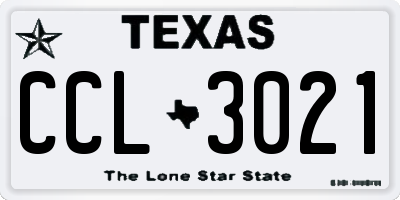 TX license plate CCL3021