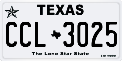 TX license plate CCL3025