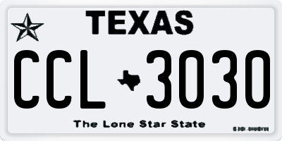 TX license plate CCL3030