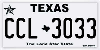 TX license plate CCL3033