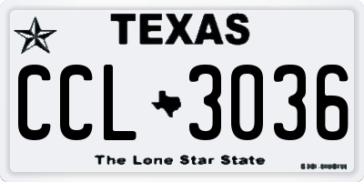 TX license plate CCL3036