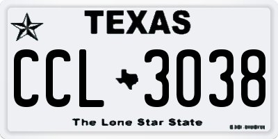TX license plate CCL3038