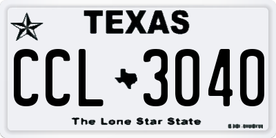 TX license plate CCL3040