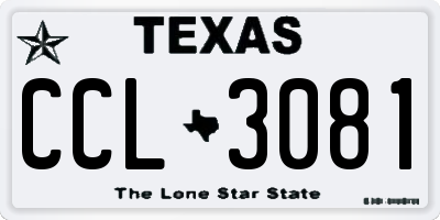 TX license plate CCL3081