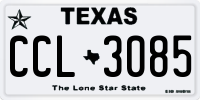 TX license plate CCL3085