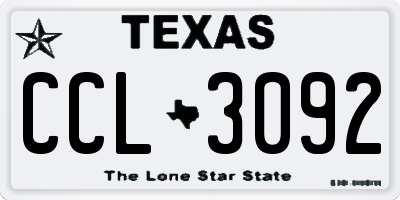 TX license plate CCL3092