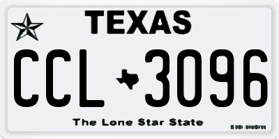 TX license plate CCL3096