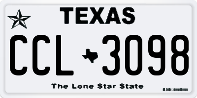 TX license plate CCL3098