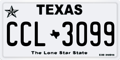 TX license plate CCL3099