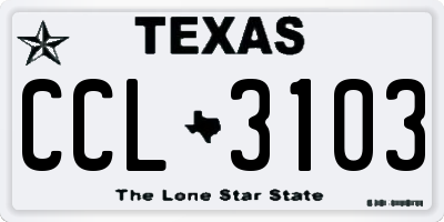 TX license plate CCL3103