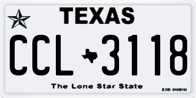 TX license plate CCL3118