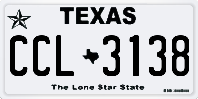 TX license plate CCL3138