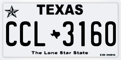 TX license plate CCL3160
