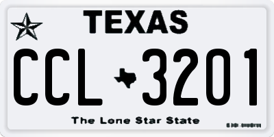 TX license plate CCL3201