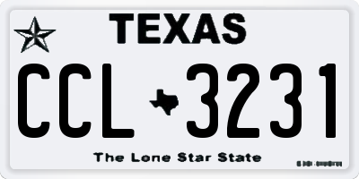 TX license plate CCL3231
