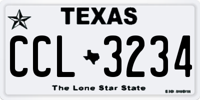 TX license plate CCL3234