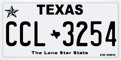 TX license plate CCL3254