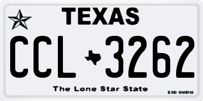 TX license plate CCL3262